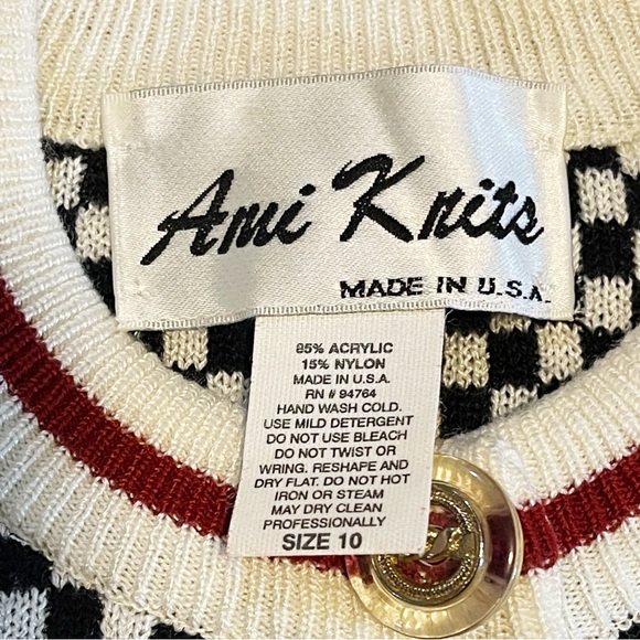 Vintage | Ami Knits | Checkered Button Front Knit Cardigan - Picture 8 of 8
